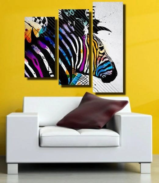 Quadro Decorativo Zebra 3 Peças Para Sala - 2