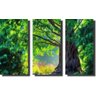 Quadro Decorativo Arvore Verde 3 Peças Para Sala Ou Quarto - 1
