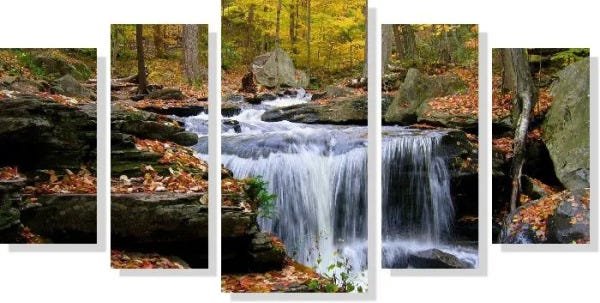 Quadro Decorativo Paisagem Riacho com cachoeira 5 peças - 1