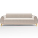 Ver imagem 5 de Sofá 3 Lugares Kiev 180cm D02 Base Castanho Pés D'ouro Bouclê Creme B-54