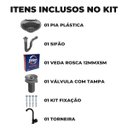 Ver imagem 2 de Pia Lavatório 4l Cinza + Sifão Sanfonado Universal + Torneira Preta + Veda Rosca