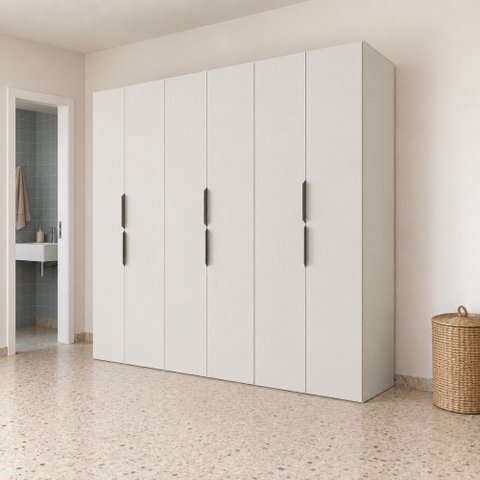 Guarda Roupa Casal Modulado Versa em MDF 6 Portas com 6 Gavetas 4 Cabideiros 3 Prateleiras