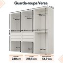 Ver imagem 3 de Guarda Roupa Casal Modulado Versa em MDF 6 Portas com 6 Gavetas 4 Cabideiros 3 Prateleiras