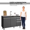 Balcao Pia Gabinete Cozinha 120cm S/tampo 3 Portas 2 Gavetas Cor,:preto/grafite - 7