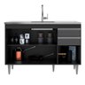 Balcao Pia Gabinete Cozinha 120cm S/tampo 3 Portas 2 Gavetas Cor,:preto/grafite - 3