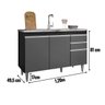 Balcao Pia Gabinete Cozinha 120cm S/tampo 3 Portas 2 Gavetas Cor,:preto/grafite - 6