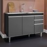 Balcao Pia Gabinete Cozinha 120cm S/tampo 3 Portas 2 Gavetas Cor,:preto/grafite - 2