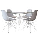 Ver imagem 1 de Conjunto Jantar De Ferro Branco E Tampo Quadrado Vidro 90Cm 4 Cadeiras Branca Cor: Branco