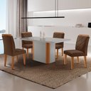 Ver imagem 1 de Mesa de Jantar Isadora Tampo 120cm Mdf Vidro Canto Copo e 4 Cadeiras Melissa Moderna Mobilia
