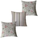 Ver imagem 1 de Almofadas Cheias Impermeável Estampa Digital 100% Algodão Kit 3 43CMX43CM:Floral Romântica e Listrad