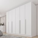 Ver imagem 2 de Conjunto Guarda Roupa Casal com Puxador MDF Portugal, Cama Casal Monaco e Cômoda Chicago Branco/Neve