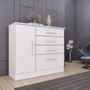 Ver imagem 4 de Conjunto Guarda Roupa Casal com Puxador MDF Portugal, Cama Casal Monaco e Cômoda Chicago Branco/Neve