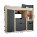 Ver imagem 4 de Cama multifuncional 7 gavetas com armário + cômoda Conect Nevada Grafite