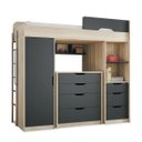 Ver imagem 2 de Cama multifuncional 7 gavetas com armário + cômoda Conect Nevada Grafite