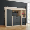Ver imagem 1 de Cama multifuncional 7 gavetas com armário + cômoda Conect Nevada Grafite
