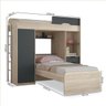 Quarto completo com cama multifuncional, auxiliar e Guarda-Roupa Conect Nevada Grafite - 3