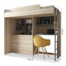 Cama multifuncional alta com escrivaninha prateleiras nichos e escada Conect Nevada Grafite - 4