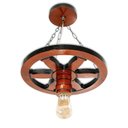 Ver imagem 5 de Kit Luminárias em Madeira Maciça - 2 Pendentes Roda de Carroça e 2 Arandelas de Parede - Mogno