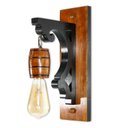 Ver imagem 7 de Kit Luminárias em Madeira Maciça - 2 Pendentes Roda de Carroça e 2 Arandelas de Parede - Mogno