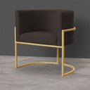 Ver imagem 3 de Poltrona Decorativa Sala de Estar Luana Base Gold Veludo Marrom - Montanaris Decor Md Montanaris Dec