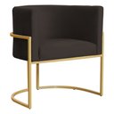 Ver imagem 1 de Poltrona Decorativa Sala de Estar Luana Base Gold Veludo Marrom - Montanaris Decor Md Montanaris Dec