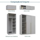 Ver imagem 4 de Guarda-Roupa Planejado de Canto 4 Peças 8 Portas com 4 Portas de Correr Jade CabeCasa MadeiraOriginals Cinza/Urbano