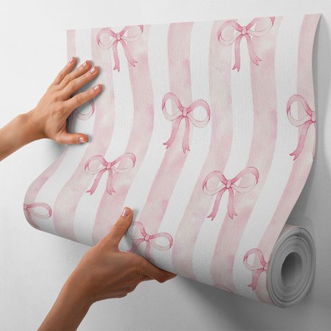 Papel de Parede Adesivo Decorativo Laços Delicados - Kit 10 Metros