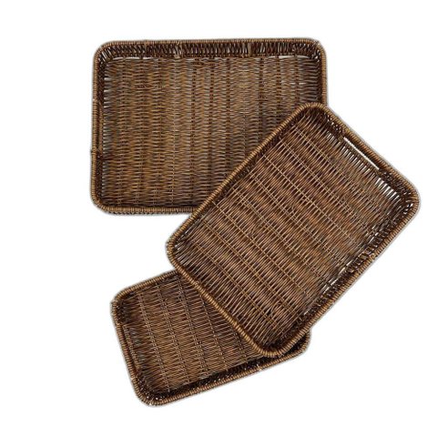 Kit 3 Bandejas Organizadora Multiuso Retangular Cesto para Servir Café Frios Petisco Marrom