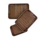 Ver imagem 1 de Kit 3 Bandejas Organizadora Multiuso Retangular Cesto para Servir Café Frios Petisco Marrom