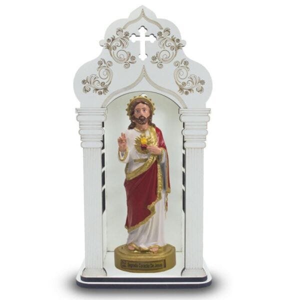 Capela Com Imagem Sagrado Coração De Jesus (21Cm) Inquebrável - 1
