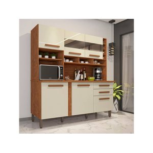 Armário de Cozinha 6 Portas 2 Gavetas Alexia Imop - Cinamomo/off White
