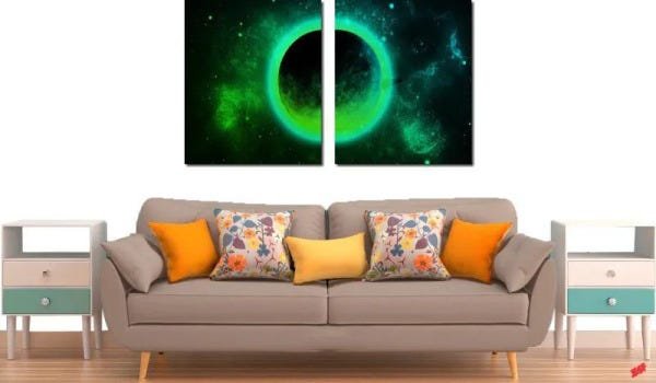 Quadro decorativo para quartos e salas lua verde 2 peças - 2