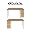 Ver mais imagens de Mesa Escrivaninha 150cm e 2 Armários Aéreos 4 Portas F5 Cor:macadâmia com Branco
