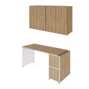 Ver imagem 3 de Mesa Escrivaninha 150cm e 2 Armários Aéreos 4 Portas F5 Cor:macadâmia com Branco