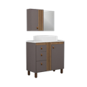Ver imagem 1 de Conjunto Gabinete para Banheiro 80cm com Tampo de Pedra Sofia