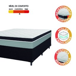 Cama Box Casal Colchão Molas Ensacadas Real 138x188x65cm Preto/Cinza - Suporta até 130Kg por - 3