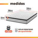 Ver imagem 4 de Cama Box Casal Colchão Molas Ensacadas Real 138x188x65cm Preto/Cinza - Suporta até 130kg por