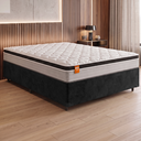 Ver imagem 2 de Cama Box Casal Colchão Molas Ensacadas Real 138x188x65cm Preto/Cinza - Suporta até 130kg por