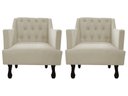 Ver imagem 1 de Kit 2 Poltronas Decorativa Julia Couro Bege Pés Madeira Ms Decor