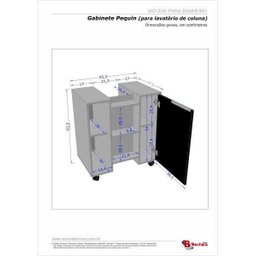 Gabinete de Coluna Banheiro 01 Porta e Prateleira com Rodízios Pequin Branco Ripado - 2