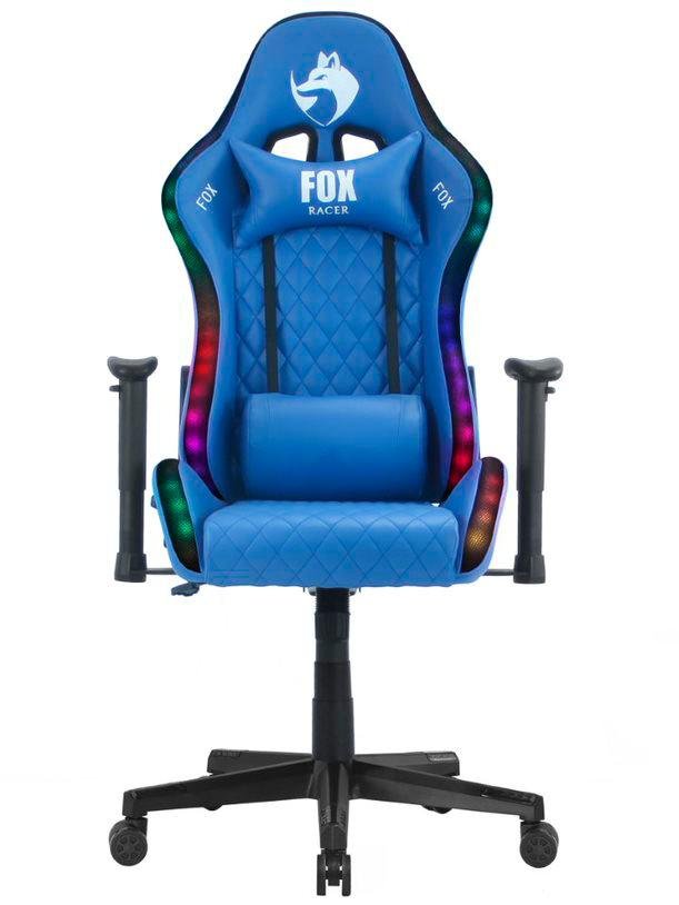 cadeira gamer fox racer rgb azul com iluminação led menor preço com
