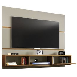 Painel Ambar Sala ParaTV até 65 Polegadas Off White com Cinamomo Ripado - 3