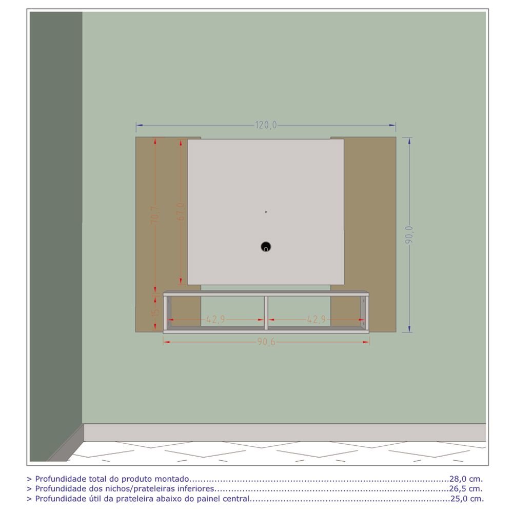 Painel Navi para Tv até 42 Polegadas Madeira Rustica Ripado - 2