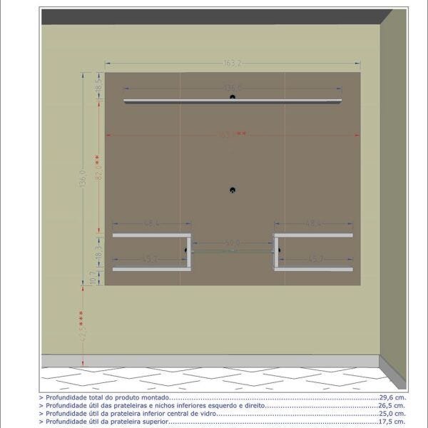 Painel Atlas para TV até 55 Polegadas Off White com Cinamomo Ripado - 4