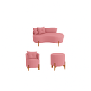 Ver imagem 1 de Kit Decorativo Sofá Curvo Orgânico + 01 Puff e Poltrona Luna Veludo Rosa - Montanaris Decor
