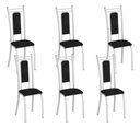 Ver imagem 1 de Kit 6 Cadeiras Paris Corino Tempest Preto Tubo Branco