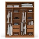 Ver imagem 3 de Guarda-roupa Casal Porto 4 Portas 4 Gavetas com Espelho Freijó/creme - Politorno