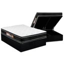 Ver imagem 1 de Cama Box Baú Queen: Colchão Espuma Castor D33 Black e White Air Euro Pillow + Base CRC Suede Black(1