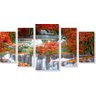 Quadro Decorativo Paisagem Cascata na Floresta 5 peças - 1