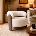 Ver imagem 2 de Poltrona Orgânica Argo Courino Marrom | Off White - Sallar Home
